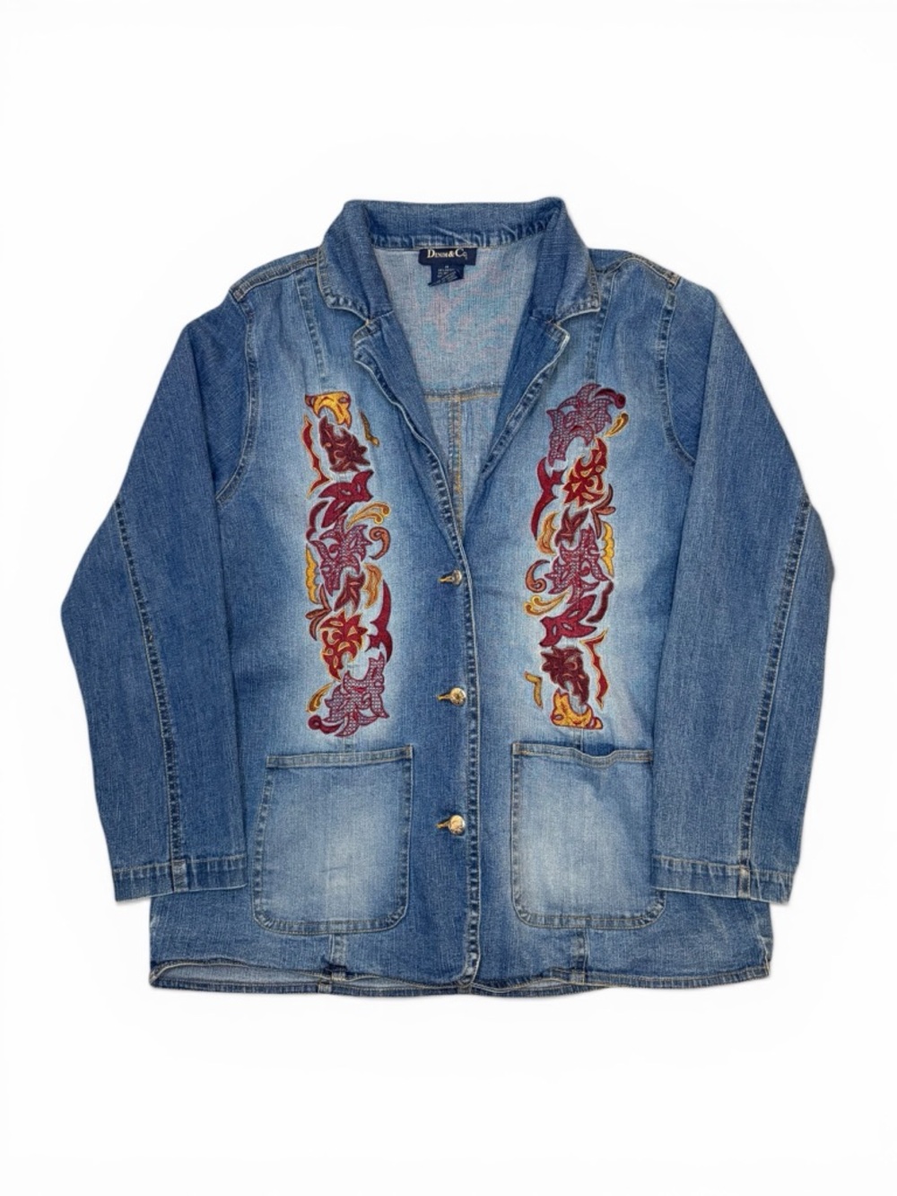 Denim Button-Front Jacket with Branded Snap
